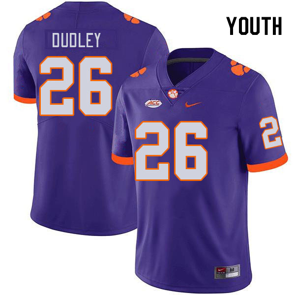 Youth Clemson Tigers T.J. Dudley #26 College Purple NCAA Authentic Football Stitched Jersey 23VM30ZK